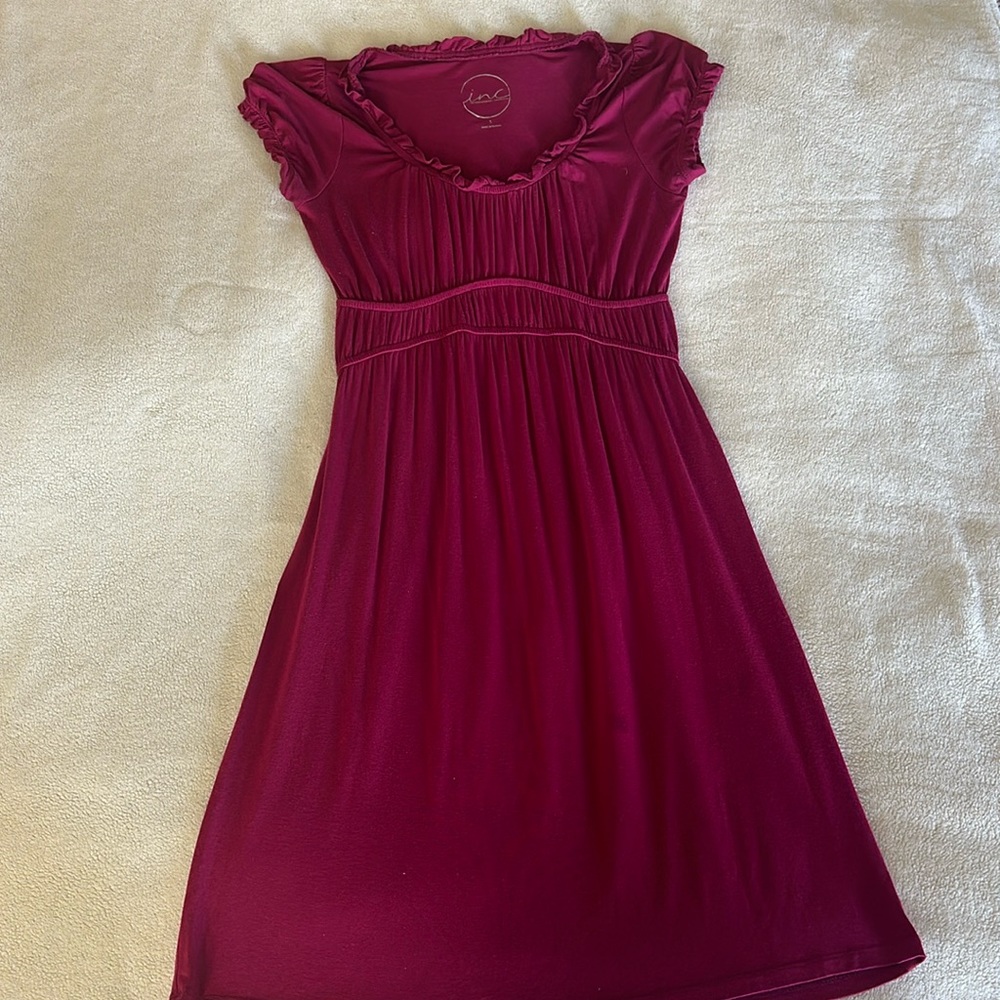 INC Dark Pink Mini Dress for Spring - Fit and Flare, Stretchable, Ladies Small